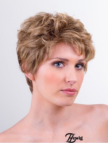 Synthetische Monofilament 6  inchBoycuts Wellige Blonde Kurze Perücken Für Frauen