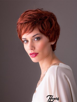 Synthetic Monofilament 8  inchLayered Wavy Red Short Style Perücken