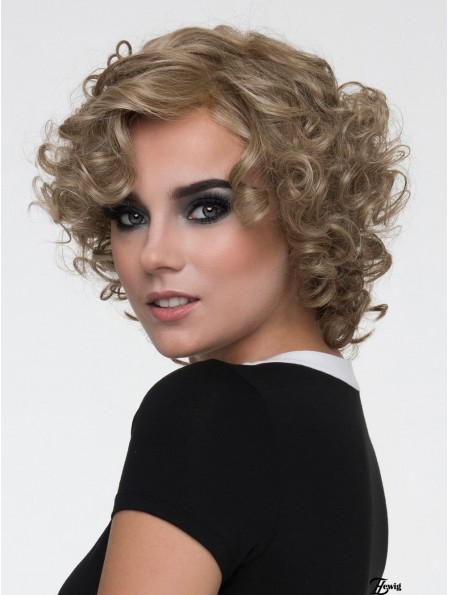 Brown Layered Curly 10 Zoll Kinn Länge Mono Perücken Sale