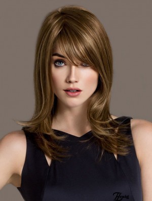 Entworfen Blonde Straight Layered Lace Front lange Perücken