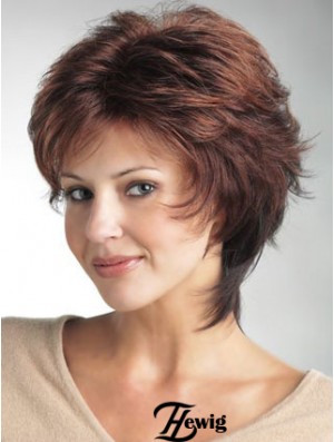 Lace Front Perücke UK Short Length Straight Style Auburn Farbe