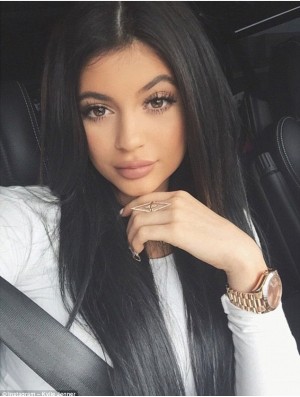 Fashionable 20 inch Long Straight Without Bangs Full Lace Kylie Jenner Wigs