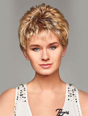 Mono Hair Toppers UK Kurz geschnittene blonde Farbe Curly Style Boycuts