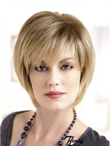 Kinnlänge gerade Monofilament Blonde moderne Bob Perücken