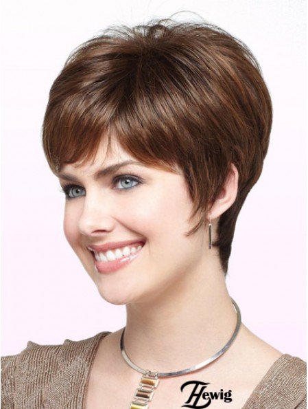 Fabulous Auburn Cropped Straight Boycuts Monofilament Perücken