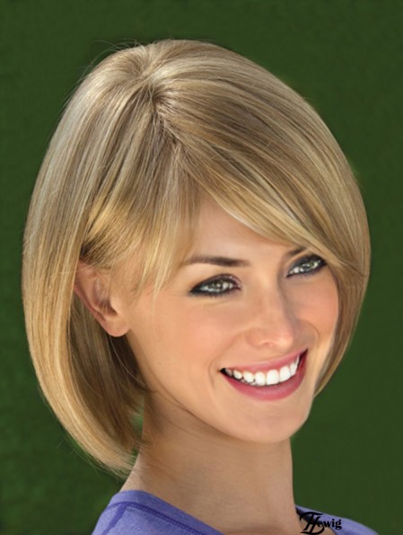 Kinnlänge Straight Bobs Blonde Erstaunliche 100% handgebundene Perücken