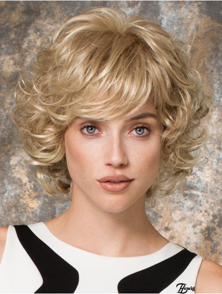 Layered Blonde Curly Chin Länge 10  inchPerfect Medium Perücken