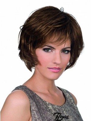 Bobs Lace Front Chin Länge synthetische braune Monofilament Trennperücken