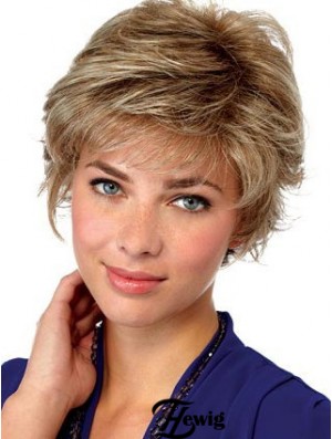 Frisuren Blonde Short Wavy Layered Lace Front Perücken