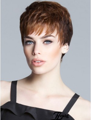 Sassy Brown Cropped Straight Boycuts Lace Front Perücken