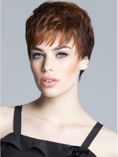Sassy Brown Cropped Straight Boycuts Lace Front Perücken