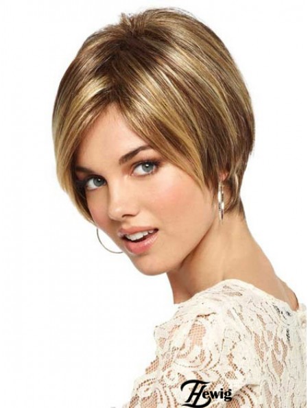 Kurze gerade Monofilament Blonde schlanke Bob Perücken