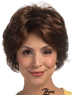Great Brown Short Wavy Layered Lace Front Perücken