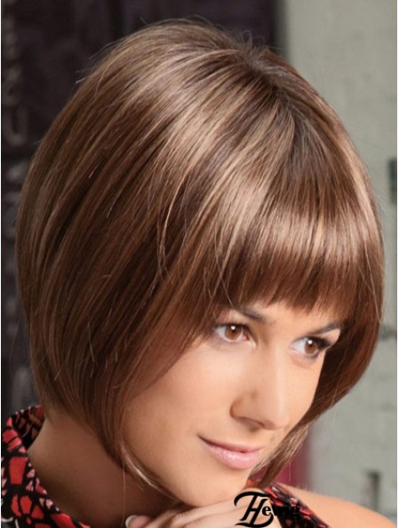 Spitze vorne Kinn Länge gerade Auburn Soft Bob Perücken