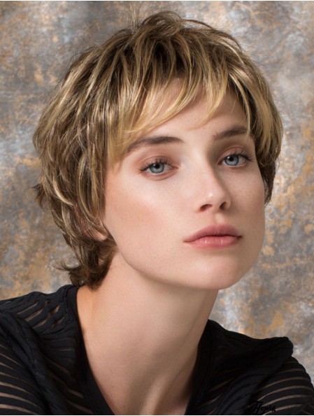 8  inchPerfect Wavy Layered Blonde Short Perücken