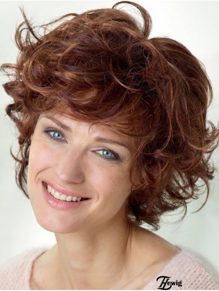 Curly With Bangs Schulterlange Auburn Beliebte Lace Front Perücken