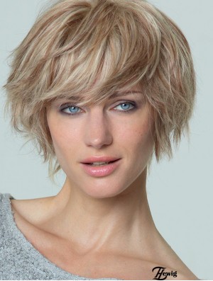 Kurze gerade Boycuts Blond Beliebte 100% handgebundene Perücken