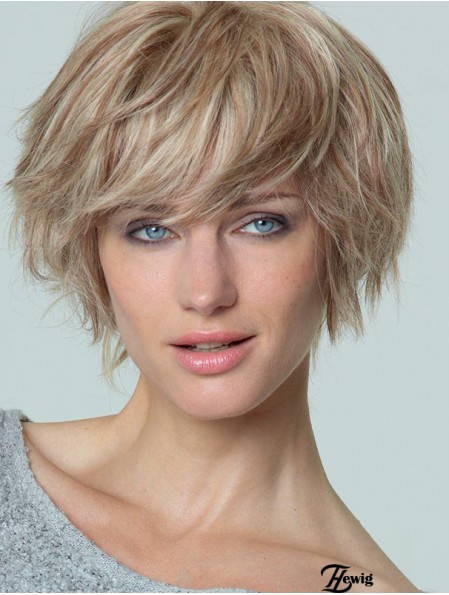 Kurze gerade Boycuts Blond Beliebte 100% handgebundene Perücken