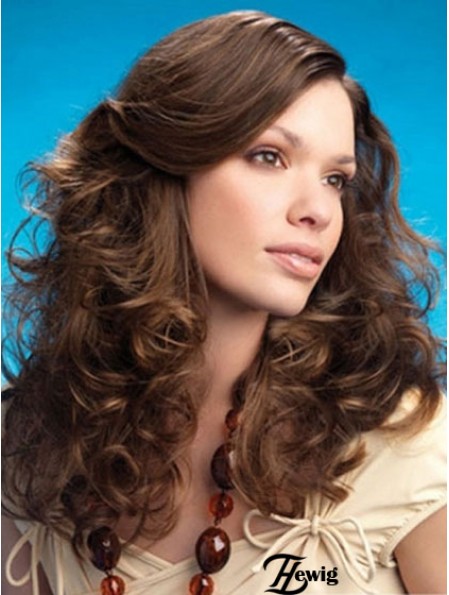 Curly Layered Long Brown Erschwingliche Lace Front Perücken