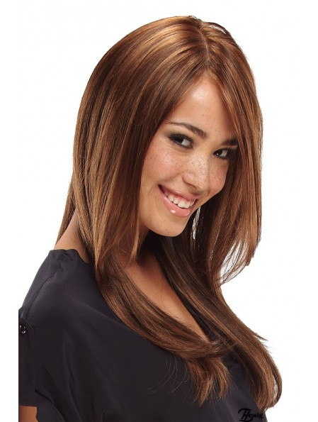 Perfect Brown Long mit Pony Straight Glueless Lace Front Perücken