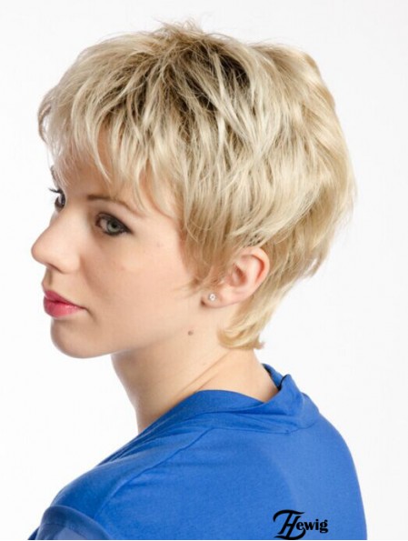 Blonde 8  inchAmazing Short Wavy Boycuts Spitzenperücken