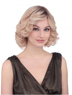 Kinnlänge lockig mit Pony Fabulous Blonde Lace Front Perücken