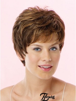 Erstaunliche Brown Cropped Wavy Boycuts Lace Front Perücken