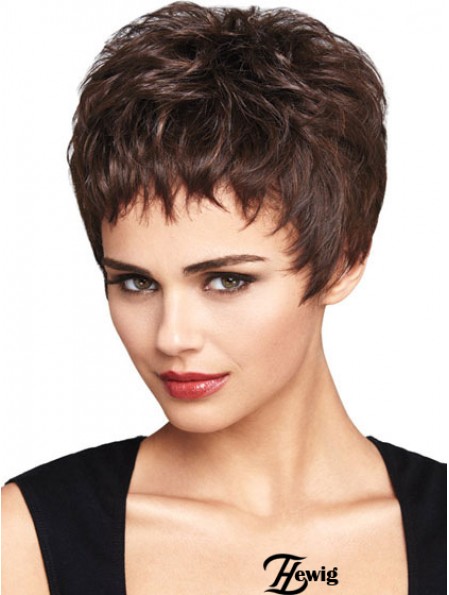 Natürliche Auburn Cropped Wavy Boycuts Lace Front Perücken