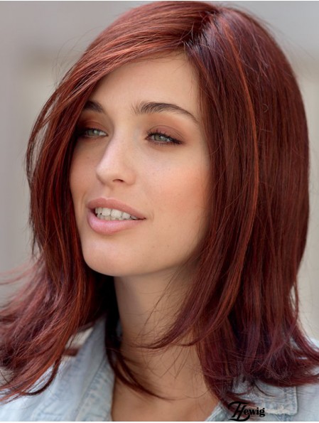 Perücken Online Monofilament Red Farbe Straight Style Layered Cut