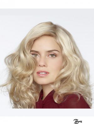 Synthetische Blonde Curly 100% handgebundene lange Mono Curly Perücken