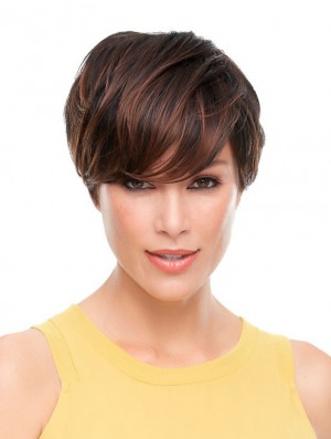 Wellige Boycuts Cropped Brown Best Lace Front Perücken