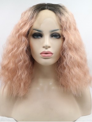 Curly Chin Länge ohne Pony Lace Front 13 Zoll synthetische Perücken