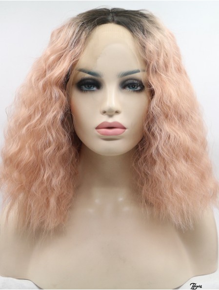 Curly Chin Länge ohne Pony Lace Front 13 Zoll synthetische Perücken