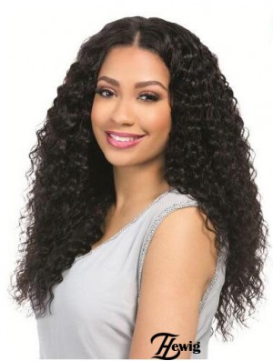 Curly Black 18  inchOhne Pony Remy Echthaar 360 Spitze Perücken