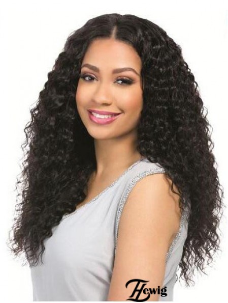 Curly Black 18  inchOhne Pony Remy Echthaar 360 Spitze Perücken