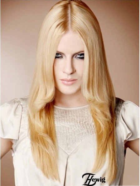 22  inchStraight Blonde 100% handgebundene synthetische Mono Cap Perücken