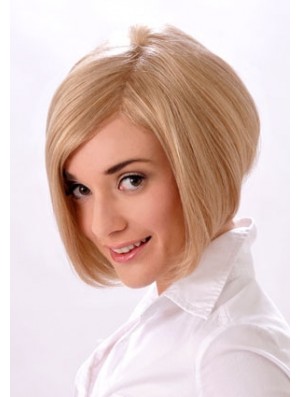 Kinnlänge gerade Monofilament Blonde Style Bob Perücken