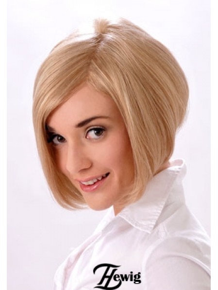 Kinnlänge gerade Monofilament Blonde Style Bob Perücken