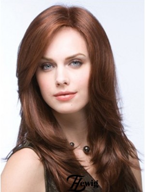 Erschwingliche Monofilament Perücken UK Straight Style Layered Cut Auburn Farbe