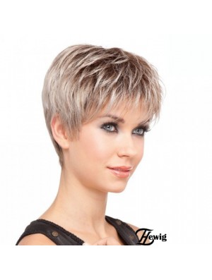 Sassy Blonde Cropped Straight Layered Lace Front Perücken