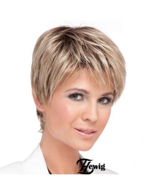 Günstige Blonde Cropped Straight Boycuts Lace Front Perücken