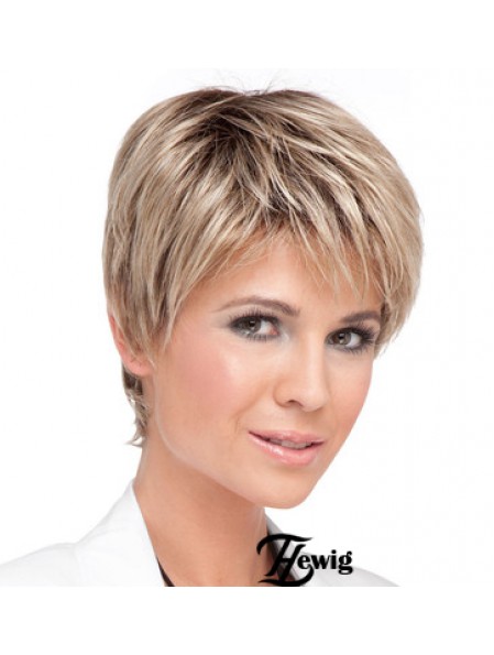 Günstige Blonde Cropped Straight Boycuts Lace Front Perücken