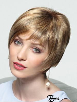 Layered Short Straight Blonde 8  inchPerfekte Monofilament Perücken