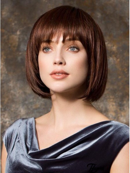 10 Zoll Kinn Länge Monofilament Brown Bob Style Perücke