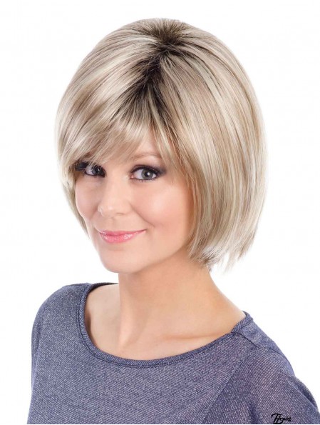 Günstige blonde Bob Perücken Straight Style Kinn Länge mit Capless