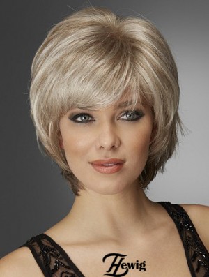 Welliges Kinn Länge Blond 10 Zoll Monofilament Exquisite Bob Perücken