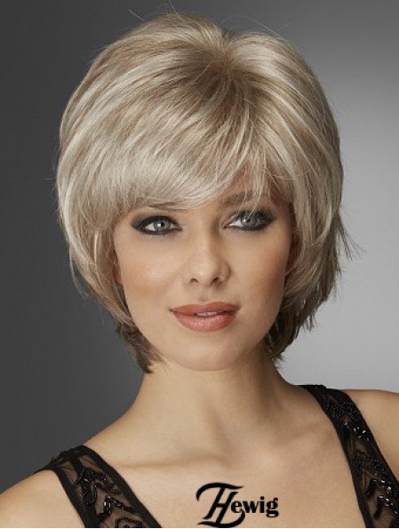 Welliges Kinn Länge Blond 10 Zoll Monofilament Exquisite Bob Perücken