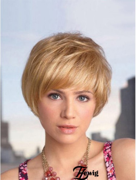 Capless Short Straight Blonde Designed Bob Perücken