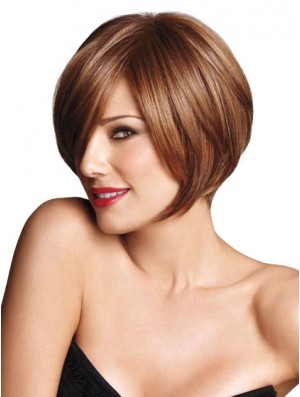 Capless Short Straight Brown Trendy Bob Perücken