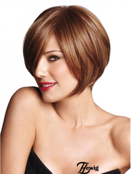 Capless Short Straight Brown Trendy Bob Perücken